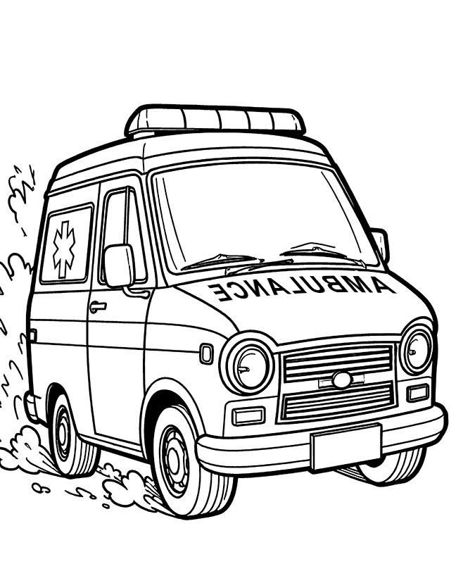 Ambulance in action coloring page